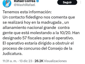 Rafael Correa, expresidente de Ecuador,