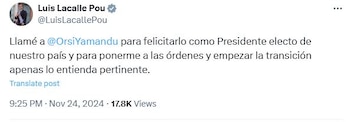 El tweet del mandatario uruguayo