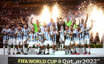 La selección argentina festejan el